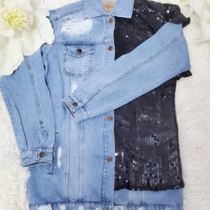 geaca de blugi cu paiete