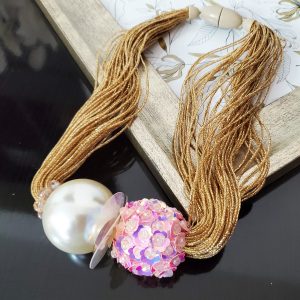 Colier statement Pearly Pink