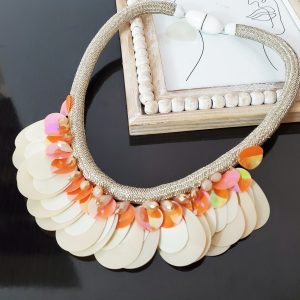 Colier statement din paiete Hermione peach