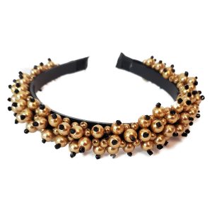 Bentita cu perle Poppy maro